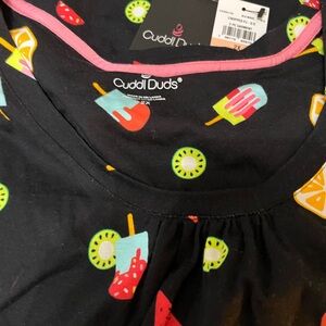 Cuddl Duds Black Garment with Colorful Print